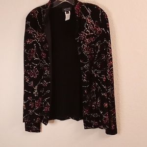 NEW XSCAPE Women Floral Office Formal Size L Floral Black-Gold-Wine-Green B4P